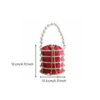 Glittery Velvet Evening Pouch Bag Party Ready Pearl Handle Pouch Bag Formal Design for Women, Banquet, Wedding
