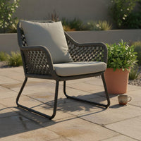 Wicker Sofa Set Woven Design Rattan Lounge Set Metal Frame Comfortable Thick Cushions for Balcony, Terrace