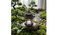 Two-Tier Chinese Pavilion with Pagoda Roof Ornate Pavilion Model Hexagonal Miniature Pagoda Traditional for Collectors