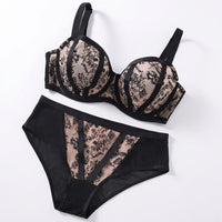 Lingerie Set with Full Coverage Underwire Bra and Matching Panty, Supportive Mesh Detail Design for Everyday Casual Wear, Non-Padded Cups for Shape