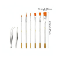 Paint Brushes with Tweezers Slender Precision Detail Brush Set Intricate