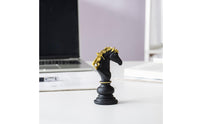 Horse Chess Piece Figurine Gold-Accented Horse Chess Piece Statue Resin Sculpture for Collectors