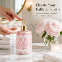 Luxury Ceramic Lotion Dispenser Bottle for Hand Soap, Shampoo, Shower Gel - Press Pump Bathroom Decor