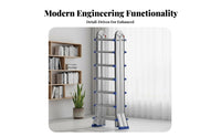Foldable Multi-Purpose Folding Ladder Adjustable Height Multi-Position Ladder Heavy-Duty Anti-Slip Feet for DIY Enthusiasts, Construction Workers, Indoor, Garage, Workshop, Outdoor