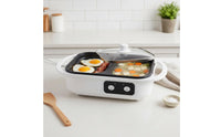 Multi-Function Electric Hot Pot with Grill Fast Heating 2 in 1 Hot Pot Grill Easy to Clean Two-Section Electric Cooker Low Smoke for Tabletop, Dining