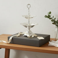 Double Layer Fruit Tray Central Handle Pedestal Fruit Tray Silver Colored Serving Plates for Home Display