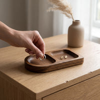 Solid Wood Jewelry Storage Tray for Necklaces, Rings, and Cosmetics - Display Organizer for Vanity and Entryway