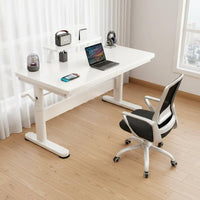 Height Adjustable Desk Spacious Desktop Adjustable-Height Computer Desk Sturdy Steel Frame Solid Wood Study Table for Students, Remote Workers