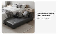Nordic Design Backless Tufted Bench Minimalist Design Chaise Lounge Multi-Functional Home Furnishing Velvet Upholstery for Apartment Dwellers, Homeowners, Adults, Small Areas, Bedroom, Living Room, Entryway