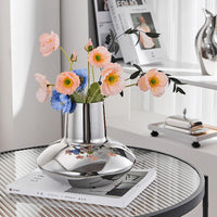 Nordic Style Polished Stainless Steel Cylindrical Vase for Dried Flowers