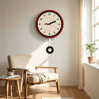 Wall Clock with Pendulum Decorative Pendulum Wall Clock Round Retro-Inspired for Homeowners, Living Room, Entryway