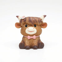 Resin Highland Cow Planter Wood-Grain Highland Cow Flower Pot Adorable Farmhouse for Balcony