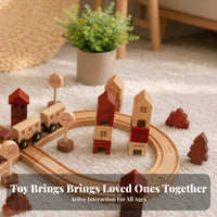 Looped Railway Set Wooden Railway Station Wooden Rail-Building Toy Smooth Finish Printed Details