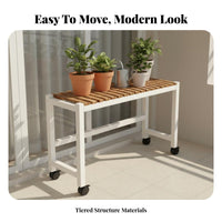 Multi-Tier Plant Stand With Wheels Tiered Plant Stand Space Saving Rolling Flower Rack for Balcony, Living Room, Indoor