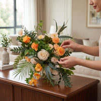 Artificial Floral Arrangement Wilt Wedding Flower Arrangement Pre-Made Faux Flower Runner for Event Planners, Photo Backdrop