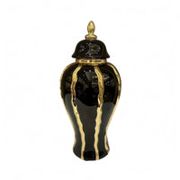 Lidded Ceramic Jar Wavy Vertical Accents Decorative Ceramic Jar Multifunctional Home Decor