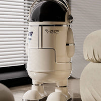 Lidded Astronaut Trash Can Flip-Top Astronaut Trash Bin Sealed Garbage Can with Lid Glossy for Children, Teens, Bedroom, Office