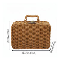 Handmade Rattan Suitcase Decorative Wicker Suitcase Box Multifunctional Woven Hand-Carry Trunk Lightweight for Gift Giving