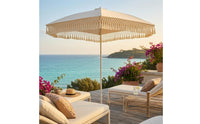 Fringe Market Patio Umbrella Decorative Square Umbrella with Fringe Windproof for Coffee Shops Owners, Beach