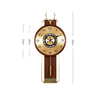Decorative Wall Clock with Deer Antlers Classic Wooden Pendulum Wall Clock Vertical Vintage for Living Room, Entryway
