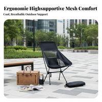 Foldable Design Lightweight Moon Chair Easy to Assemble Ultralight Camp Chair Quick Setup Camping Furniture Stable Structure for Motorcyclists, Backpackers, Motorcycle Touring, Picnics, Backyard, Backpacking