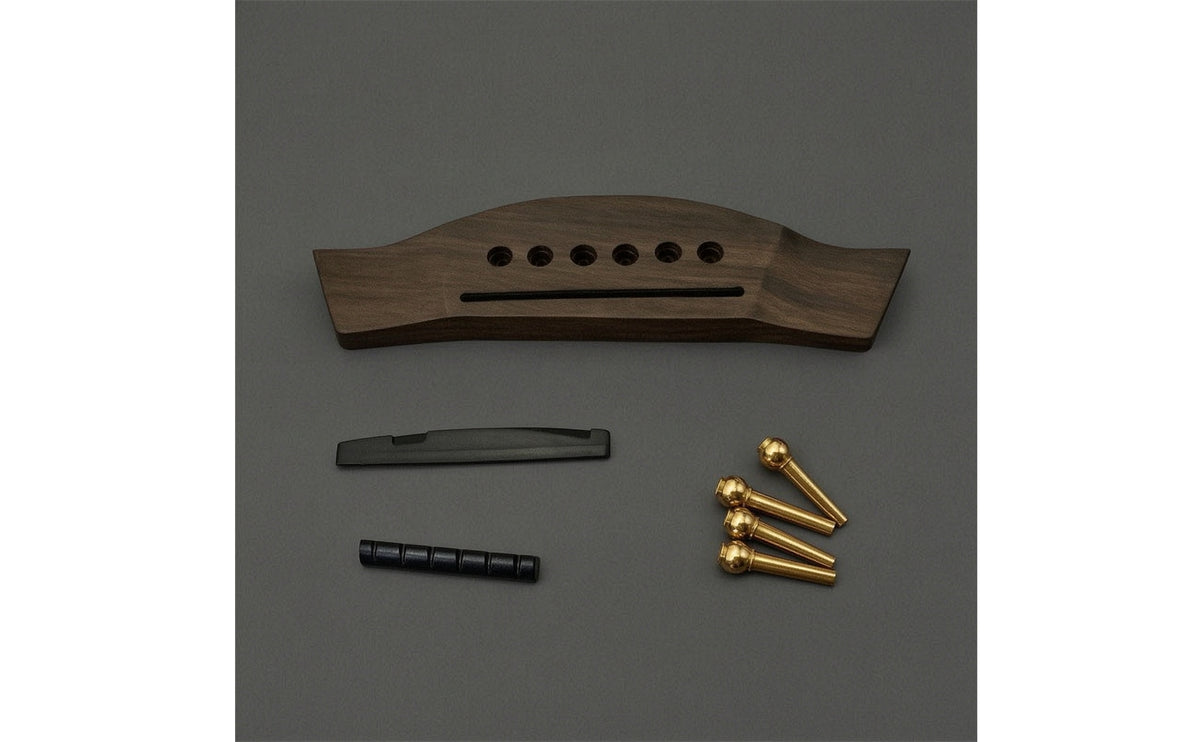 6-String Guitar Bridge Saddle Nut Set Wooden Guitar Bridge Kit Easy to Install Curved for Guitarists, Luthier, Instrument Maintenance