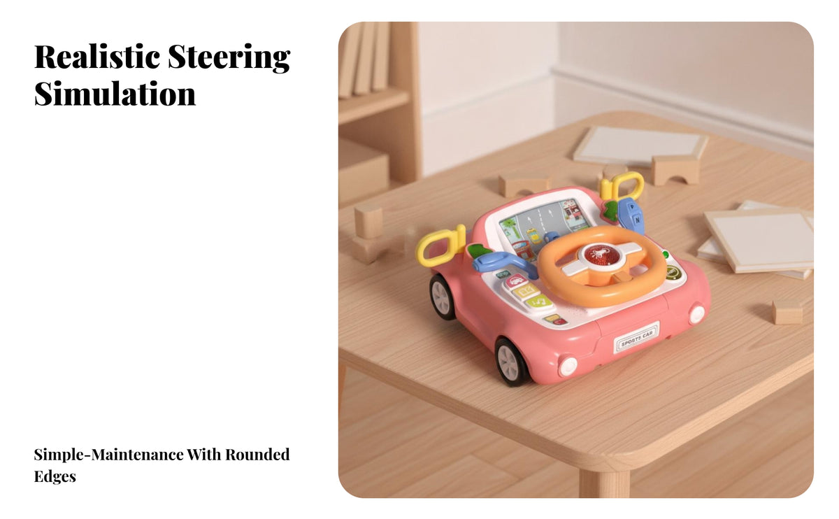 Toy Steering Wheel with Dashboard | Realistic Gear Shift Action Powered, Simulated Driving Dashboard, for Playroom