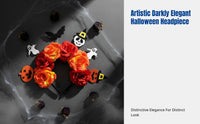 Dark Flower Headband, Halloween Bat Pumpkin Bone Decor, Party Costume, Photo Prop