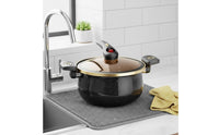 Enamel Micro Pressure Pot Non Interior Double Handle Stew Pot Easy to Clean Enameled Cooking Pot for Families, Family Gatherings