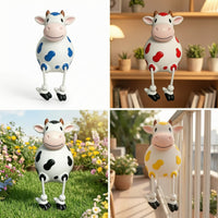 Cow Figurine Decorative Cow Statue Figurine with Dangling Legs Farmhouse Decor Garden for Gardeners, Tabletop, Fence