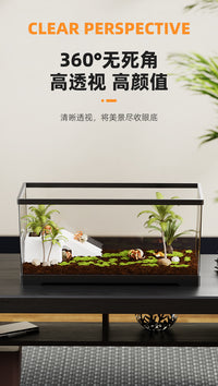 家用养螃蟹乌龟专用缸造景迷你透明乌龟缸寄居蟹辣椒蟹饲养缸生态 中号30【裸缸】无盖/带爬台