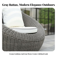 4-Piece Wicker Seating Set Weather-Withstandant 4-Piece Rounded Wicker Chat Set Water Outdoor Furniture for Adults, Balcony, Sunroom, Deck