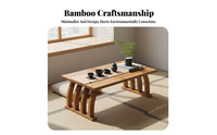 Foldable Curved Leg Kang Table Japanese Aesthetic Floor Desk Space-Saving Household Furniture Multifunctional for Tea Lovers, Students, Distant Workers, Bay Window, Tatami Room, Bedroom, Small Areas