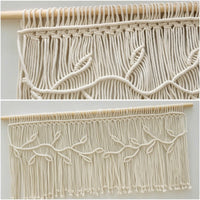 Cotton Woven Curtain with Rod Leaf Pattern Macrame Curtain Fringe Macrame Panel Decorative for Doorway