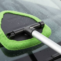 Washable & Reusable Pads Telescopic Windshield Cleaning Tool Lightweight Design Long Handle Glass Cleaning Brush Anti-Slip Grip Microfiber Defogging Wand for Trucks