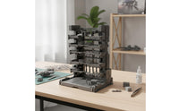 Industrial Model Assembly Rack Multi-Level Scene Backdrop with Figures Compact for Hobbyists, Collectors, Dioramas, Desk Display
