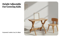 Foldable Design Adjustable Desk and Chair Set Ergonomic Adjustable child's Study Set Child-Safe Rounded Corners Activity Table Built-in Storage Drawer for Children, Students, Parents, academic assignments, Homeschooling, Bedroom, Playroom