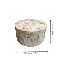 Luxury Design Round Display Pedestal Elegant Marble Look Pedestal Stand Versatile Cylindrical Display Riser Long-Lasting for Live Broadcasting, Showroom