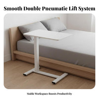 Multi-Functional Pneumatic Lift Tilting Table Space-Saving Design Tilting Overbed Desk Hidden Wheels Mobile Overbed Laptop Desk Anti-Slip Ledge for Students, Telecommuting Workers, Seniors, Bedroom, Small Areas, Living Room, Balcony