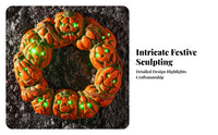Pumpkin Wreath Dark Backing Pumpkin Wreath Textured Halloween Decoration for Wall