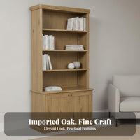 Freestanding Display Hutch Retro Design Tall Cabinet with Shelves Large Capacity Shelving Unit for Book Lovers, Families, Living Room, Home Office, Kitchen