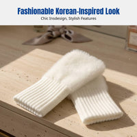 Half Finger Flip Cover Gloves, Plush Knit, Warm, Windproof, Autumn Winter, Trendy, Outdoor Cycling