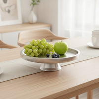Pedestal Serving Tray Silver Round Pedestal Tray Shallow for Decorators, Parties, Cafes