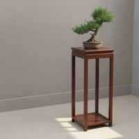 Tall Pedestal Stand with Shelf Indoor Wooden Display Stand Square Bonsai Pedestal Carved for Homeowners, Collectors