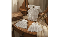 Lace Ruffle Cuffs Set Flower-Patterned Lace with Sleeve Cuffs Retro Accessory for Bridal Photoshoots