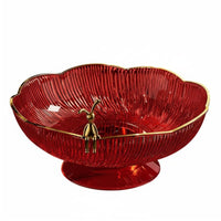 Drainage Design Pedestal Fruit Bowl Modern Design Petal Shaped Snack Dish Detachable Base Hollow Centerpiece Dish Rust-Proof for Office, Living Room, Party