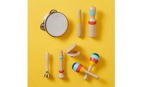 7 Pieces Natural Wood Wooden Rhythm Percussion Set Painted Wooden Percussion Set Colorful Kids Musical Instrument Kit Boxed for Classroom
