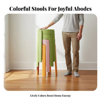 Space Saving Plastic Stool Heavy Duty Stackable Stool Long-Lasting Easy to Carry for Families, Students, Homeowners