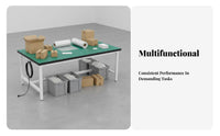 High Load Capacity Anti-Static Work Table Carbon Steel Frame Workshop Production Table Adjustable Non-Slip Feet Heavy Duty Workbench Multi-Purpose for Factory Workers, Warehouse Personnel, Clean Room, Laboratoryoratory Oratory, Studio, Basement