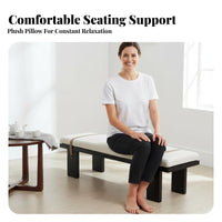 Light Luxury Padded Long Stool design-inspired Upholstered Wooden Bench Modern Minimalist Dining Seat adaptable for Interior Designers, homeowners, Restaurant, Bedroom, Living Room, Entryway